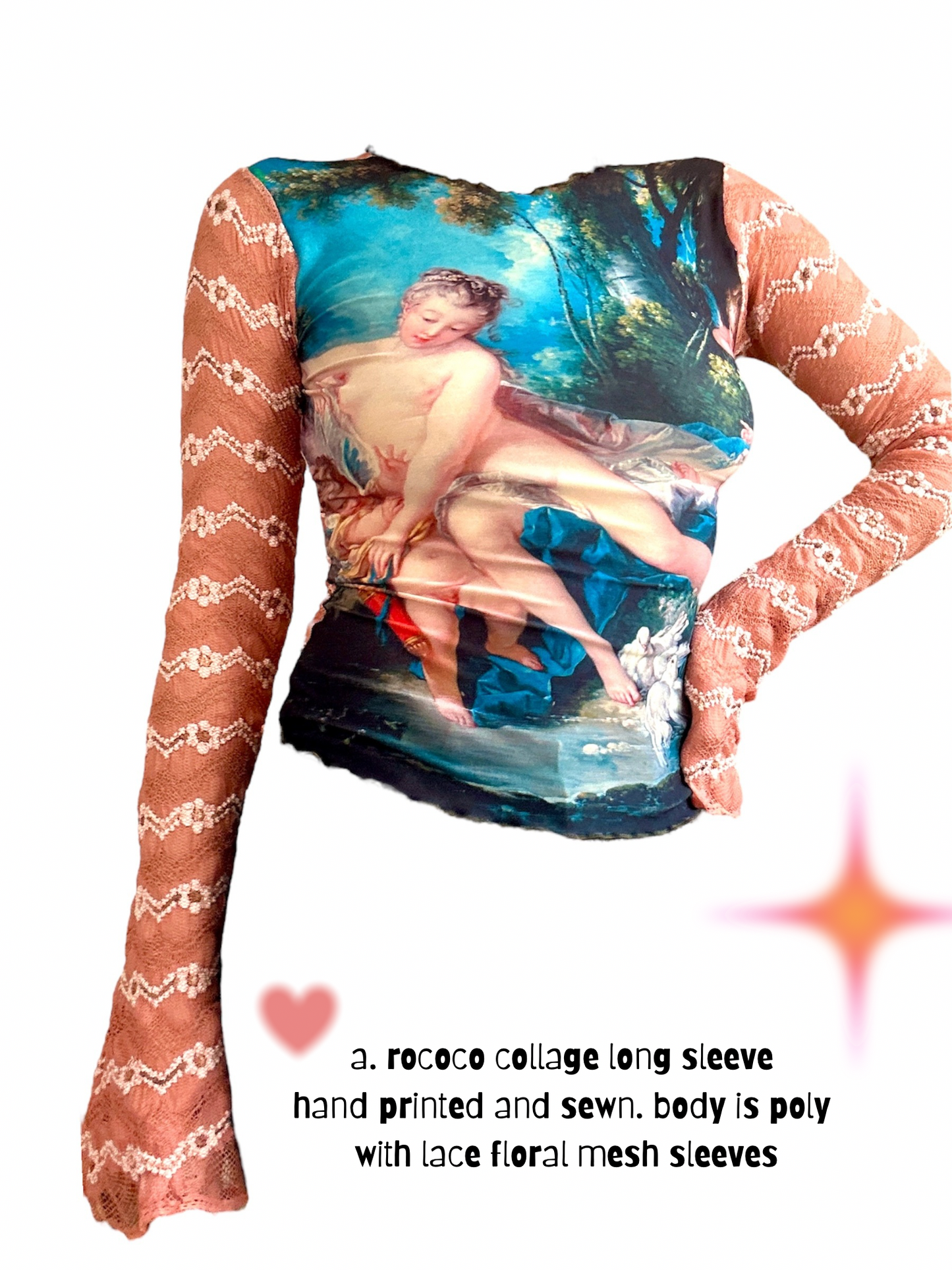 Rococo image top with pink lace long sleeves