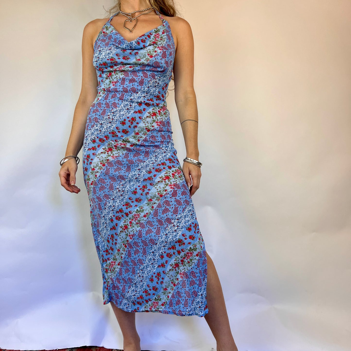 Cowl Midi Halter Dress