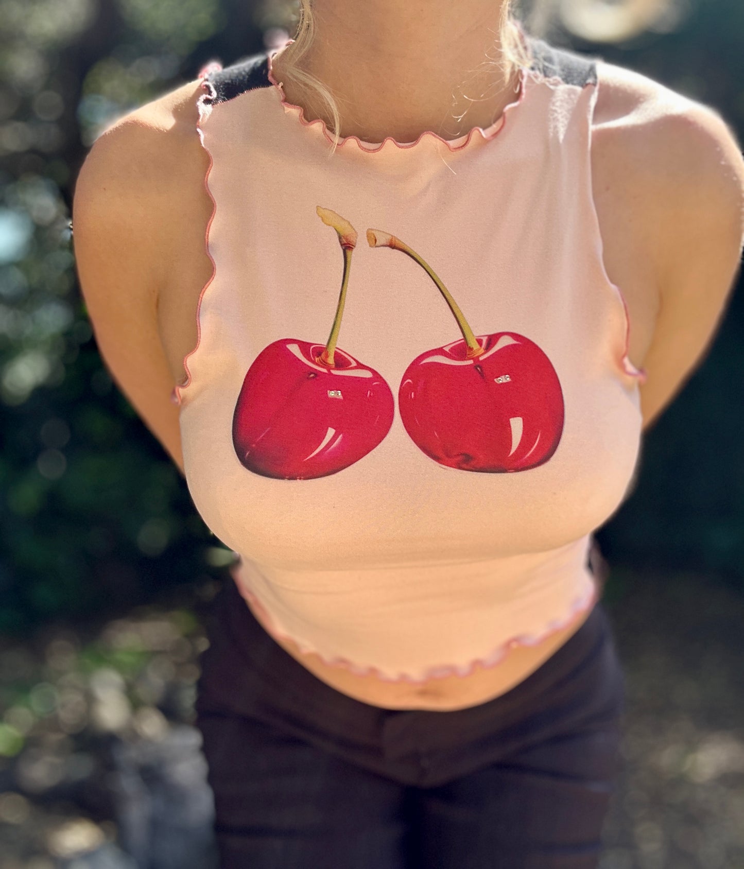 Cherry Baby y2k Lettuce Hem Tank
